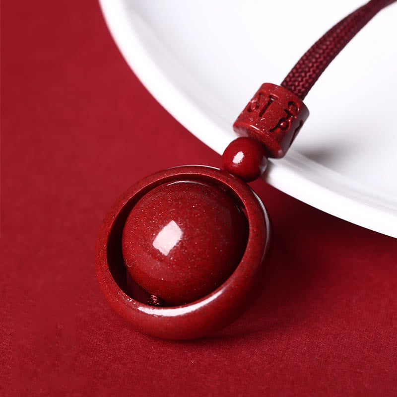 Wear FengShui Cinnabar Om Mani Padme Hum PiXiu Blessing Lucky Bead Necklace Pendant