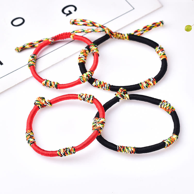Wear FengShui Tibetan Handmade Colorful King Kong Knot Lucky Protection Braid String Bracelet