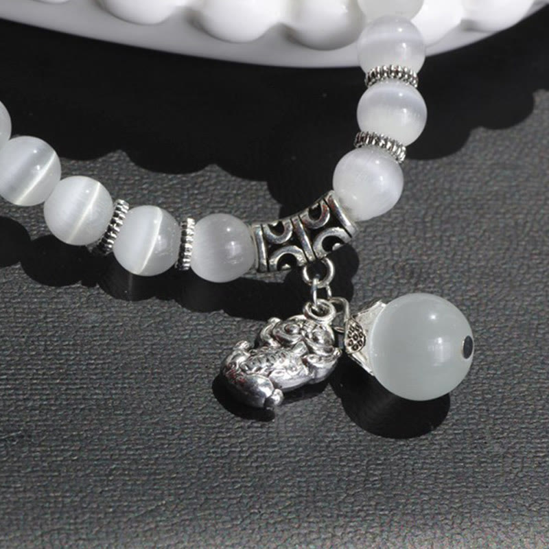 Wear FengShui Cat Eye PiXiu Support Triple Wrap Bracelet