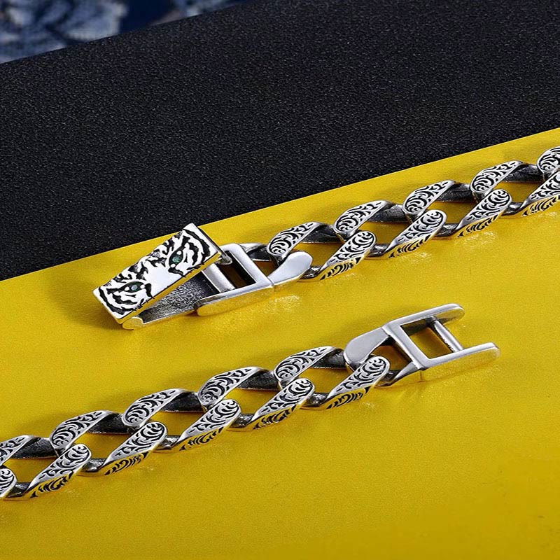 Wear FengShui Tiger Tang Dynasty Flower Design Copper Luck Chain Bracelet