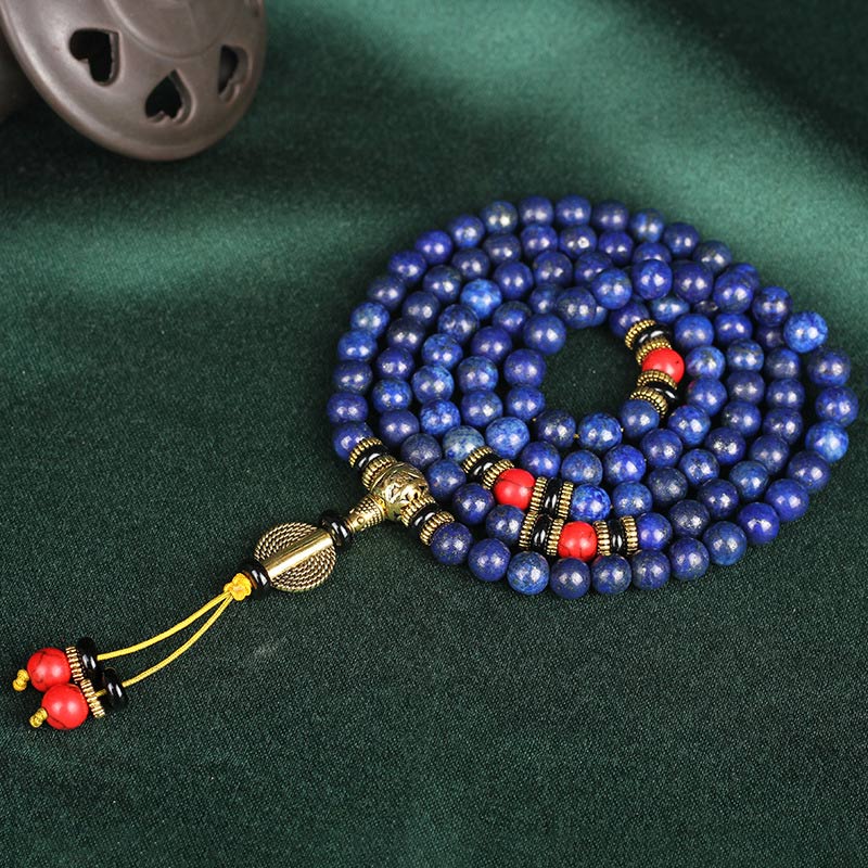 Wear FengShui Tibetan Mala Lapis Lazuli Lazurite Positive Bracelet