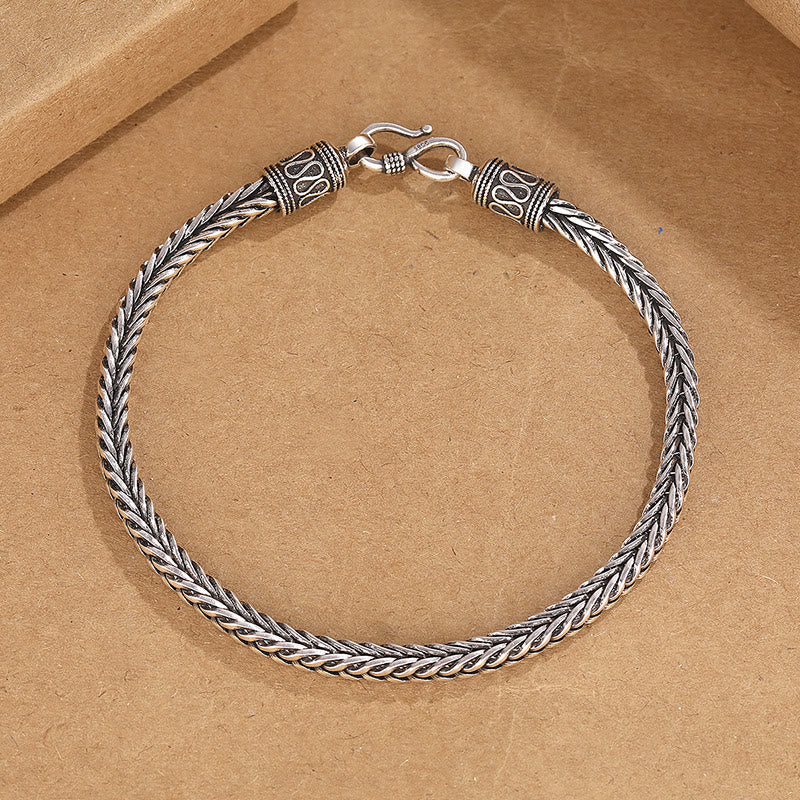 Wear FengShui Vintage Dragon Keel Braided Twisted Design Wealth Buckle Bracelet