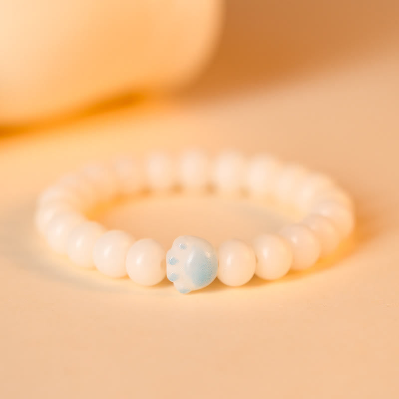 Wear FengShui Natural Bodhi Seed Lovely Paw Lucky Cat Paw Peace Bracelet