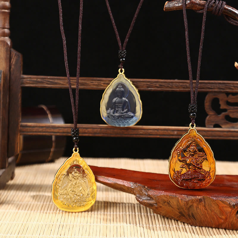 Wear FengShui Tibetan Buddha Liuli Crystal Serenity Necklace Pendant