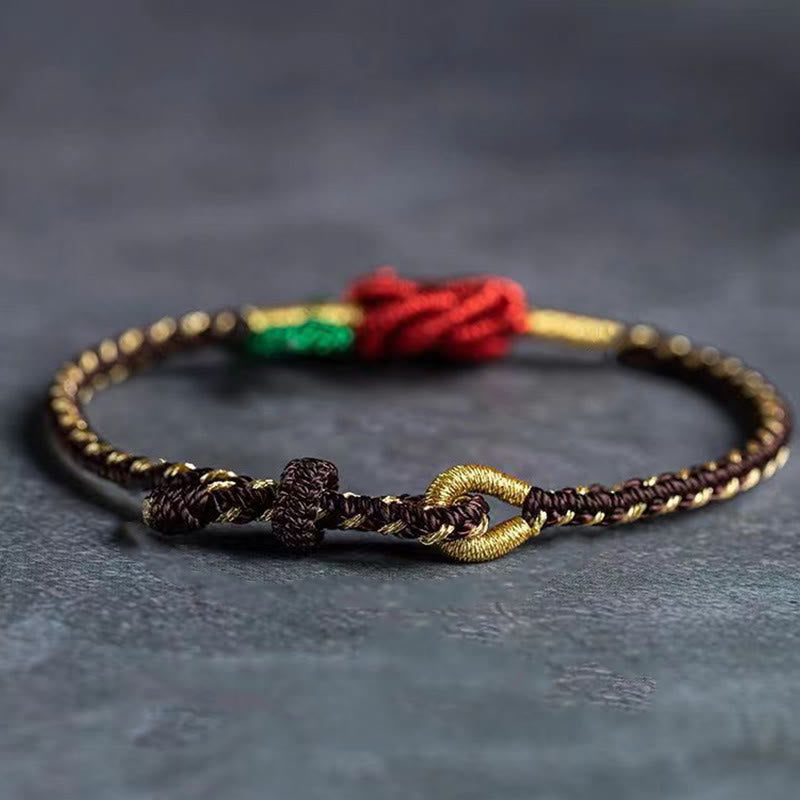 Wear FengShui Rose Flower Rope Eight Thread Peace Knot Luck Handmade Bracelet