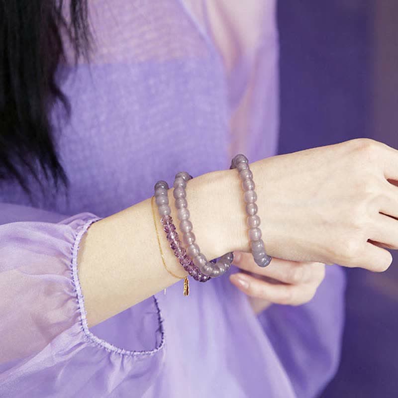 Wear FengShui Natural Amethyst Crystal Meditation Healing Bracelet