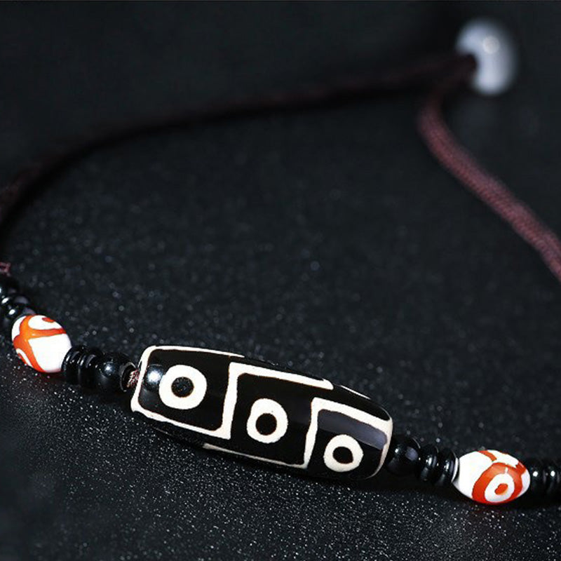 Wear FengShui Tibetan Nine-Eye Dzi Bead Protection String Necklace