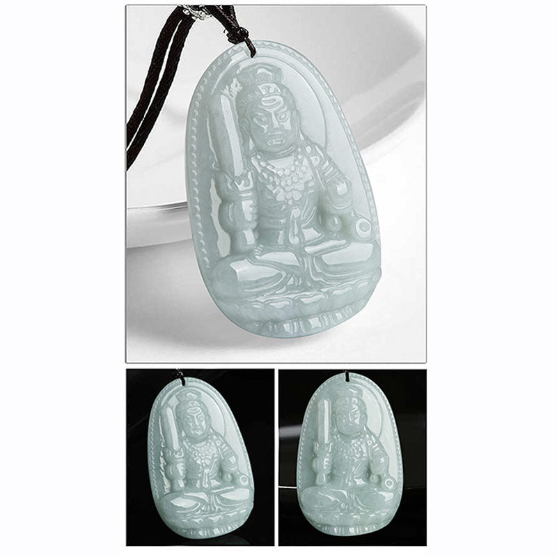 Wear FengShui Chinese Zodiac Natal Buddha Jade Wealth Prosperity Necklace Pendant