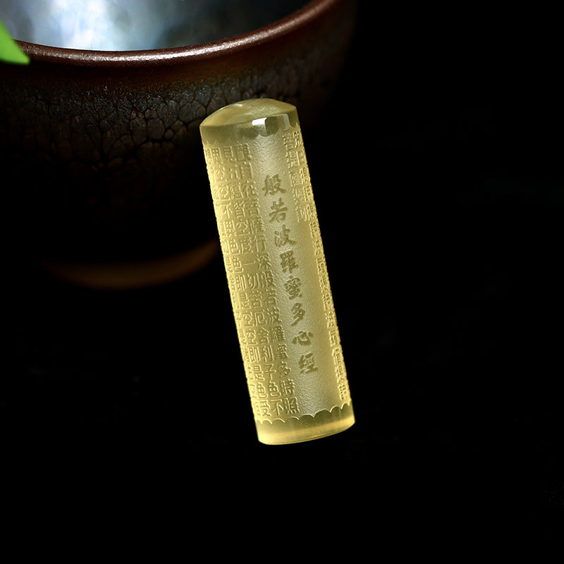 Wear FengShui Heart Sutra Citrine Happiness Strength Necklace Pendant