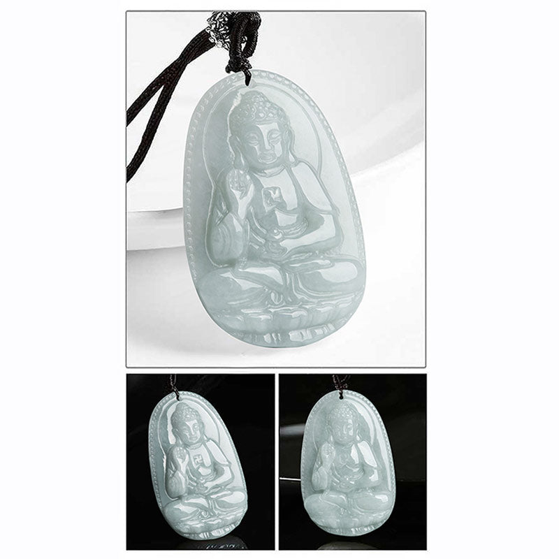 Wear FengShui Chinese Zodiac Natal Buddha Jade Wealth Prosperity Necklace Pendant