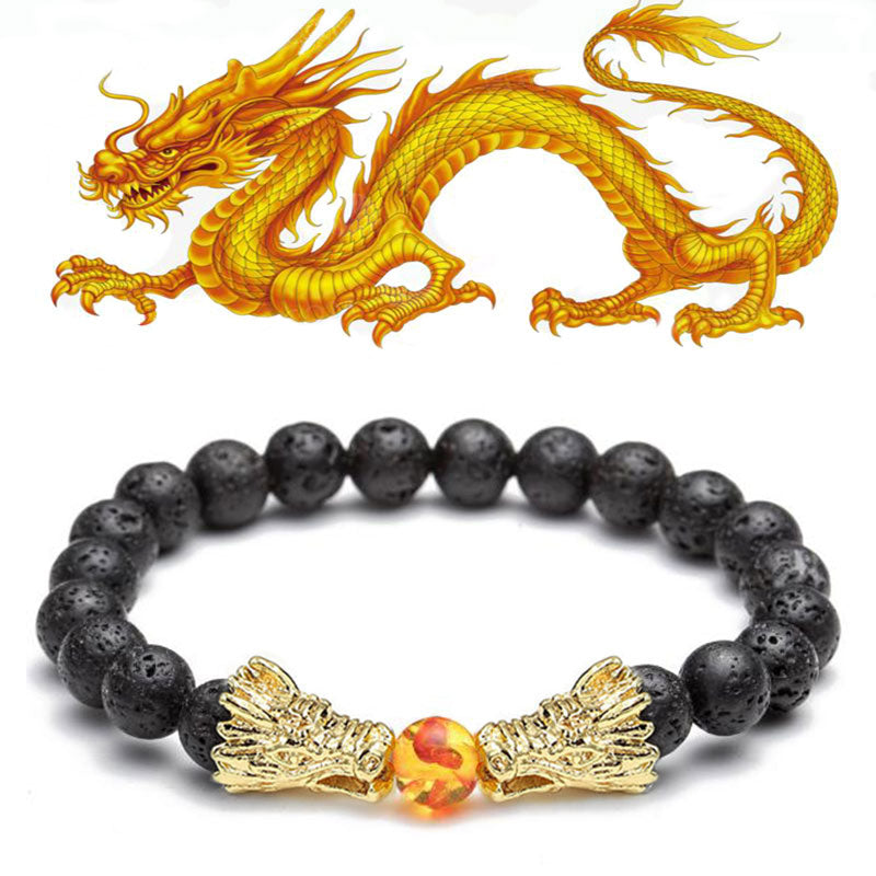 Wear FengShui White Turquoise Lava Rock Dragon Blessing Beaded Bracelet