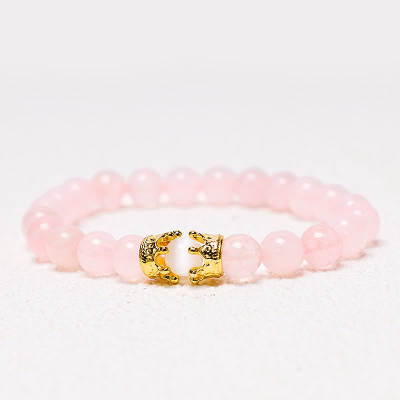 Wear FengShui Natural Stone King&Queen Crown Healing Energy Beads Couple Bracelet