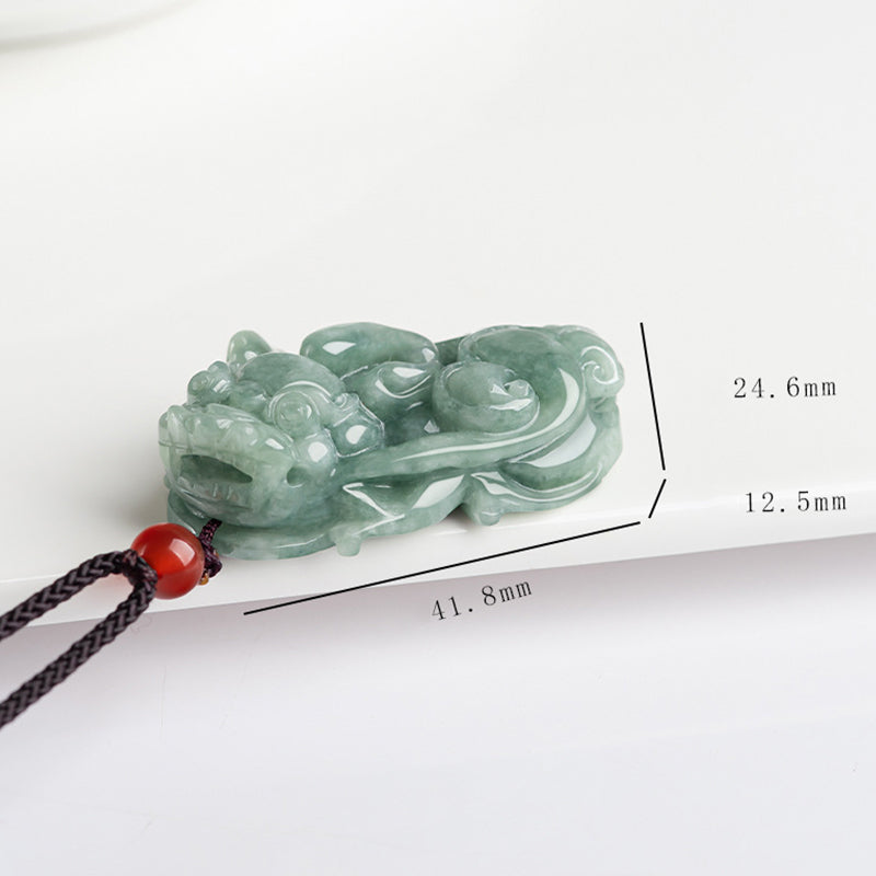 Wear FengShui Jade PiXiu Wealth Luck String Necklace Pendant