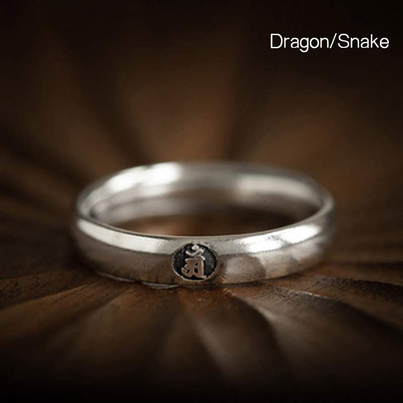 Wear FengShui 925 Sterling Silver Chinese Zodiac Natal Buddha Blessing Couple Ring