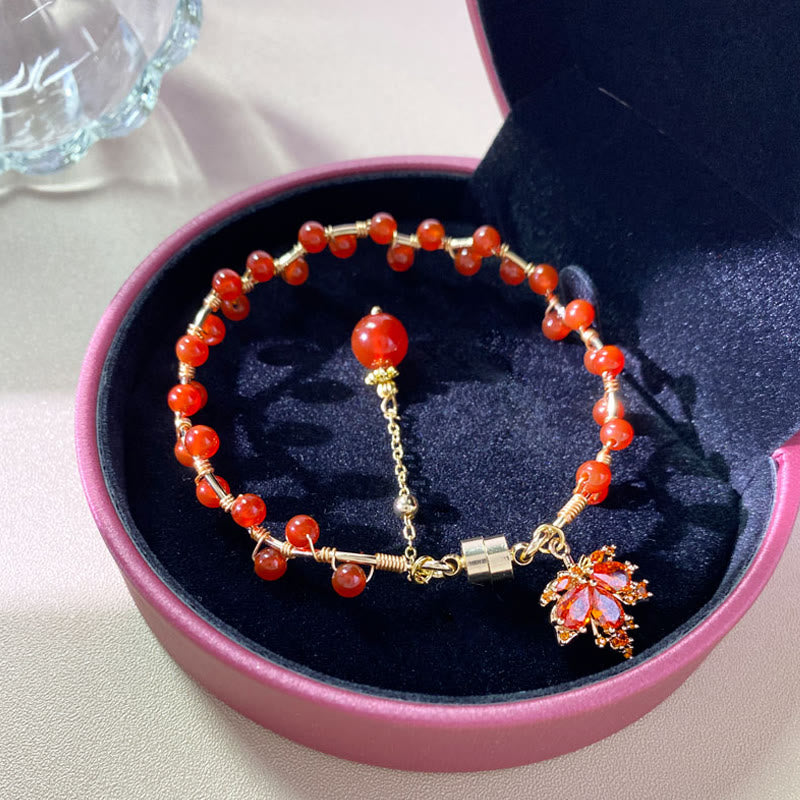 Wear FengShui Red Maple Leaf Luck Charm Bracelet