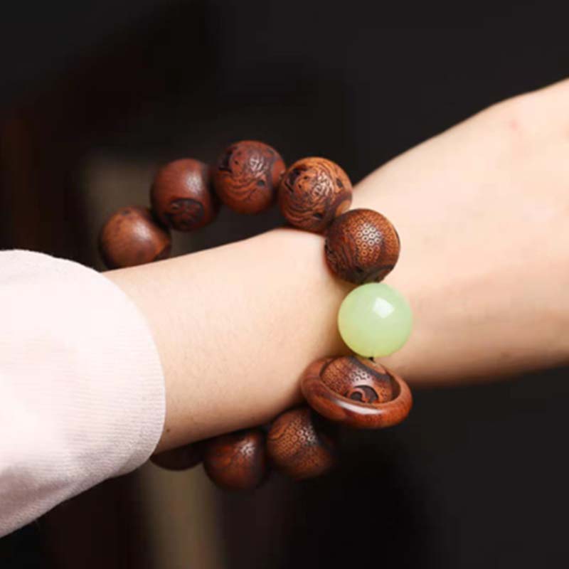 Wear FengShui Tibetan Rosewood Engraving Tiger Protection Bracelet