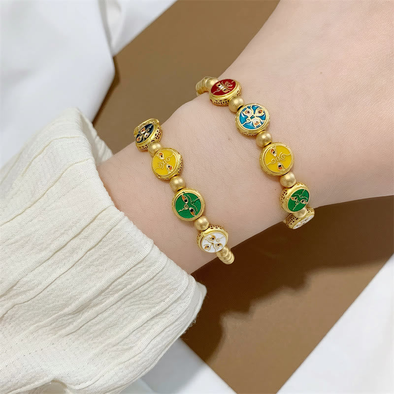 Wear FengShui Tibetan Five God Of Wealth Copper Beads Luck Bracelet