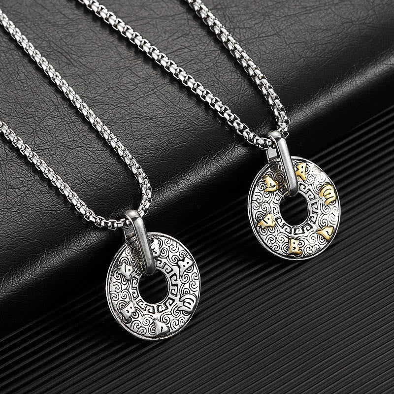 Wear FengShui Tibetan Om Mani Padme Hum Peace Buckle Creativity Necklace Pendant