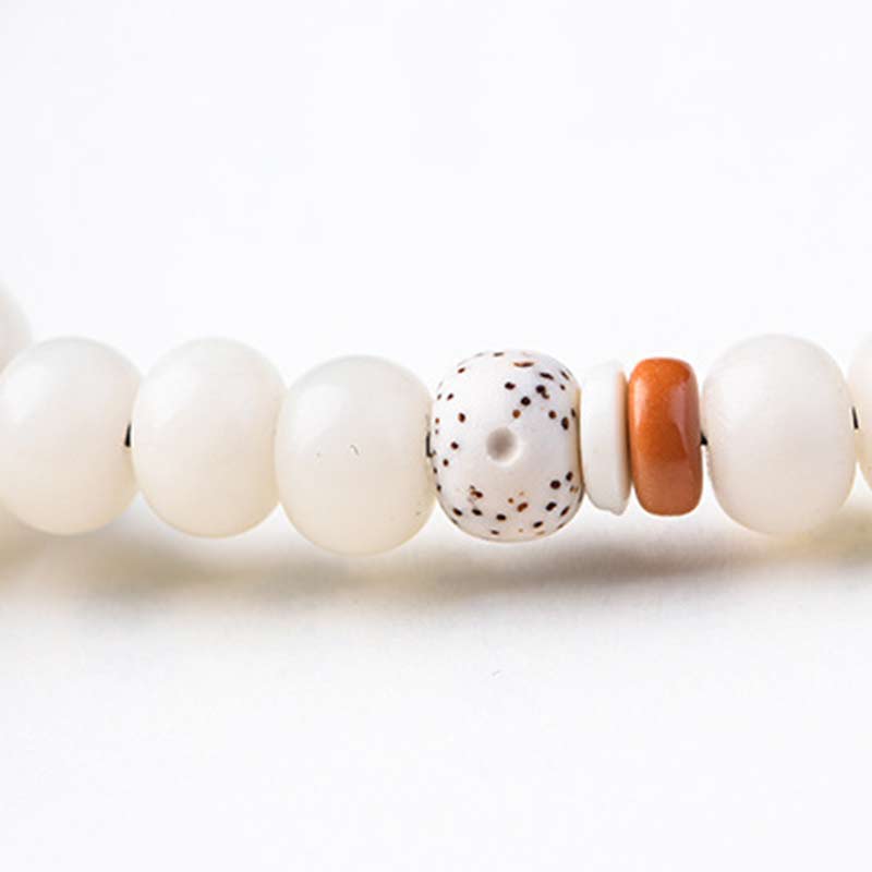 Wear FengShui Tibetan White Jade Bodhi Lotus Blessing Bracelet
