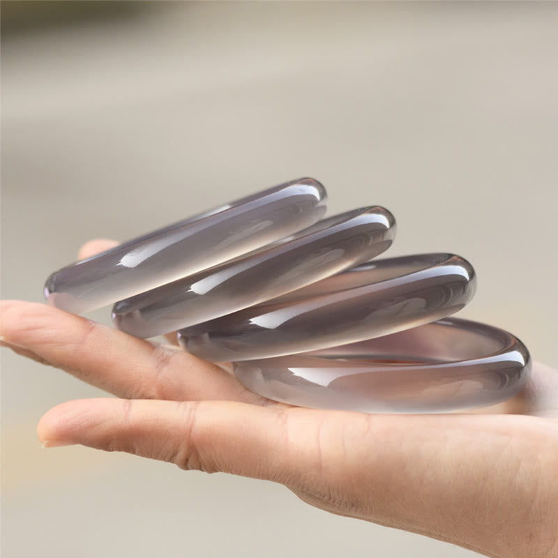 Wear FengShui Natural Gray Chalcedony Harmony Bangle Bracelet