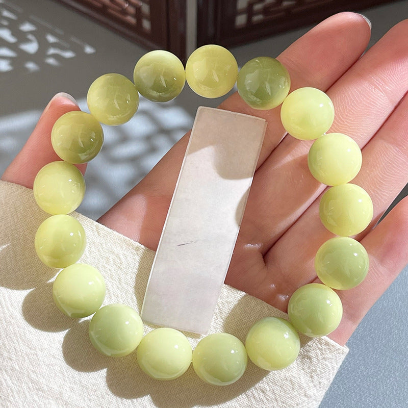 Natural Floral-Skin Jade-Like Bodhi Bead Bracelet – 12-13mm Round Beads