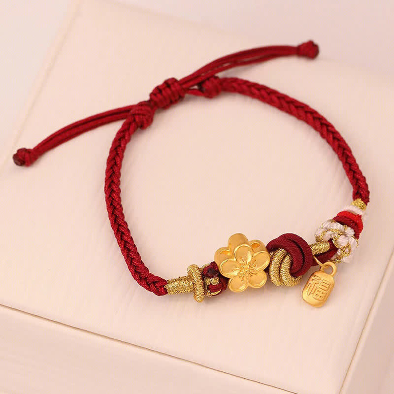 Wear FengShui Peach Blossom Happiness Charm Luck Red String Bracelet