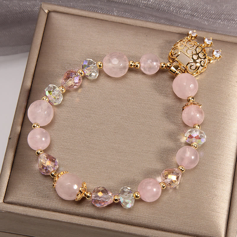 Wear FengShui Natural Pink Crystal Soothing Protection Bracelet