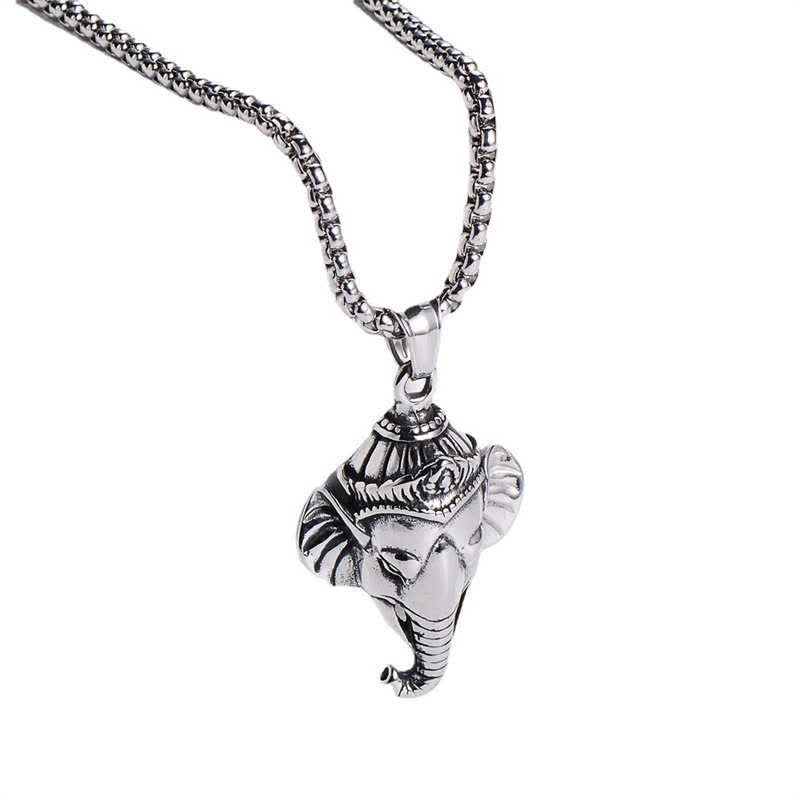 Wear FengShui Ganesh Ganpati Elephant Titanium Steel Protection Pendant Necklace