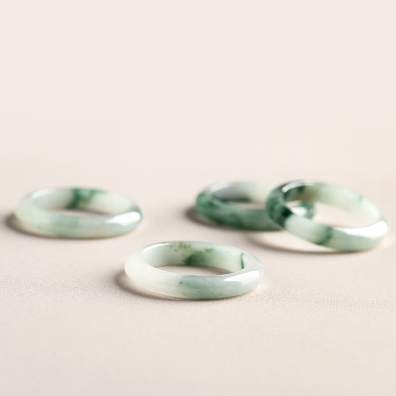 Wear FengShui Natural Green Jade Luck Abundance Ring