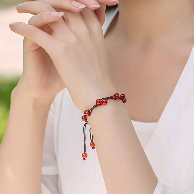 Wear FengShui Red Agate Moss Agate Cinnabar Calm Bracelet