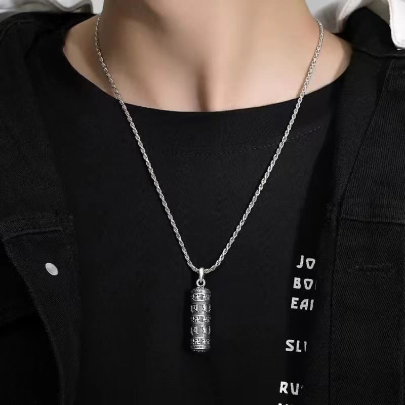 Wear FengShui Om Mani Padme Hum Swastika Twisted Chain Wisdom Necklace Pendant