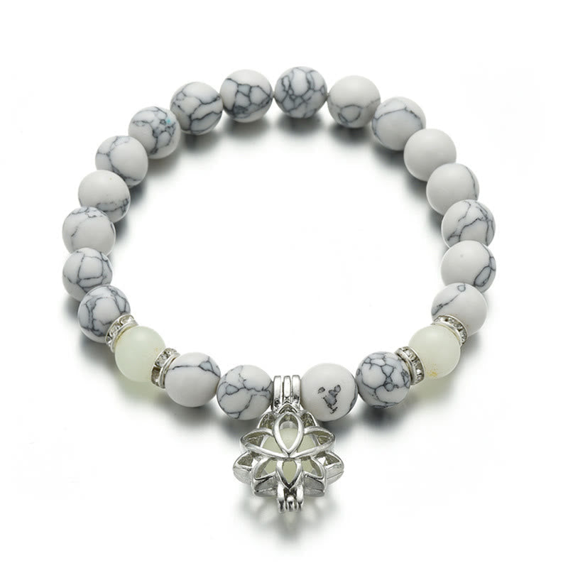 Wear FengShui Tibetan Turquoise Glowstone Luminous Bead Lotus Protection Bracelet