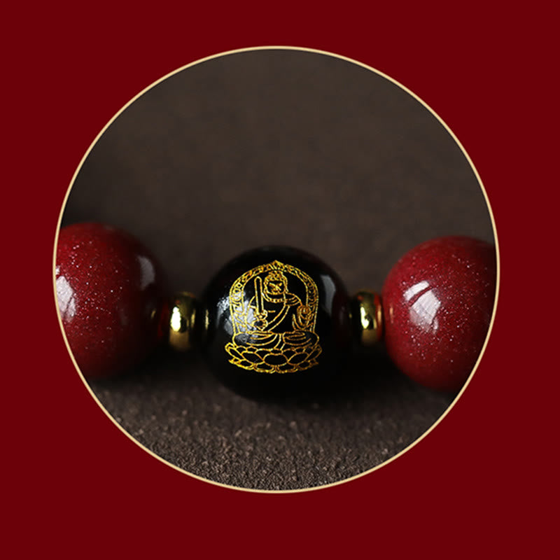 Wear FengShui 925 Sterling Silver Chinese Zodiac Natal Buddha Cinnabar Om Mani Padme Hum Calm Bracelet