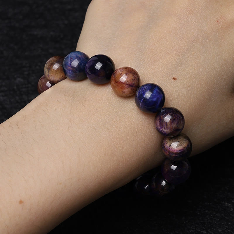 Wear FengShui Natural Purple Tiger Eye Protection Strength Bracelet