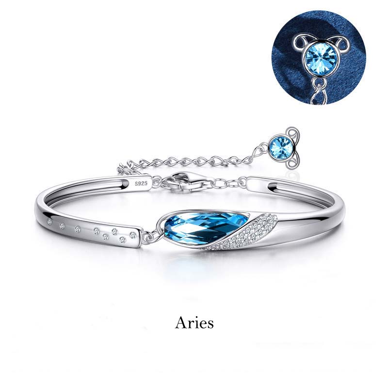 Wear FengShui 925 Silver Plated Copper 12 Constellations of the Zodiac Charm Bracelet