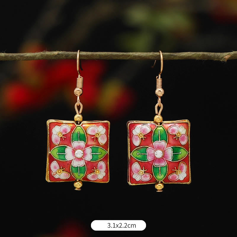 Wear FengShui Lotus Butterfly Flower Alloy Copper Enlightenment Drop Earrings