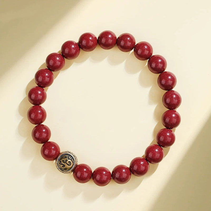 Wear FengShui 925 Sterling Silver Natural Cinnabar Four Beasts Blessing Bracelet