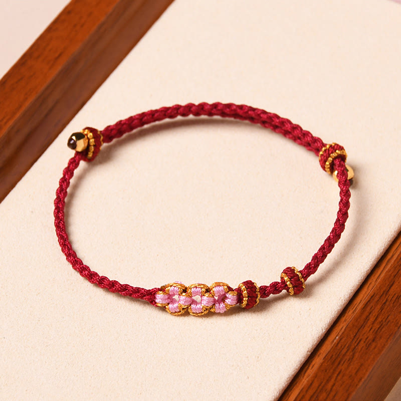Wear FengShui Handmade Peach Blossom Protection Braided Rope Bracelet