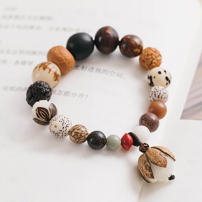 Wear FengShui Bodhi Seed Lotus Wisdom Peace Wrist Mala Bracelet