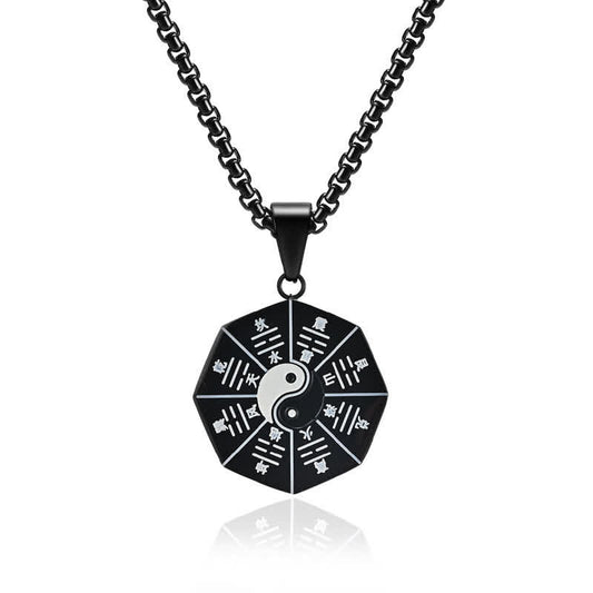 Wear FengShui Bagua Yin Yang Titanium Steel Balance Necklace Pendant