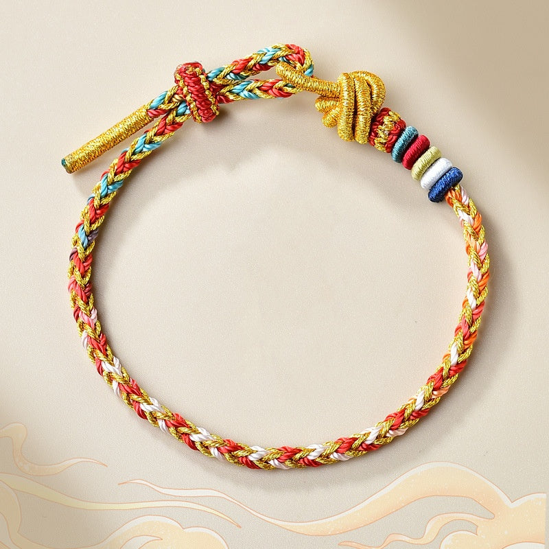 Wear FengShui Handcrafted Colorful Gold Healing Braid Rope Bracelet