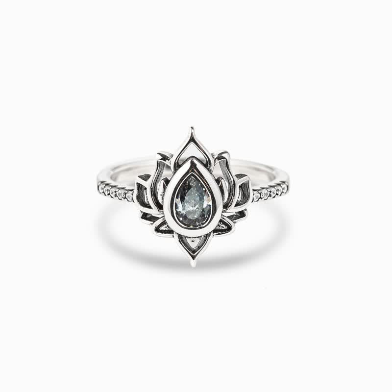 Wear FengShui 925 Sterling Silver Lotus Zircon Blessing Protection Ring