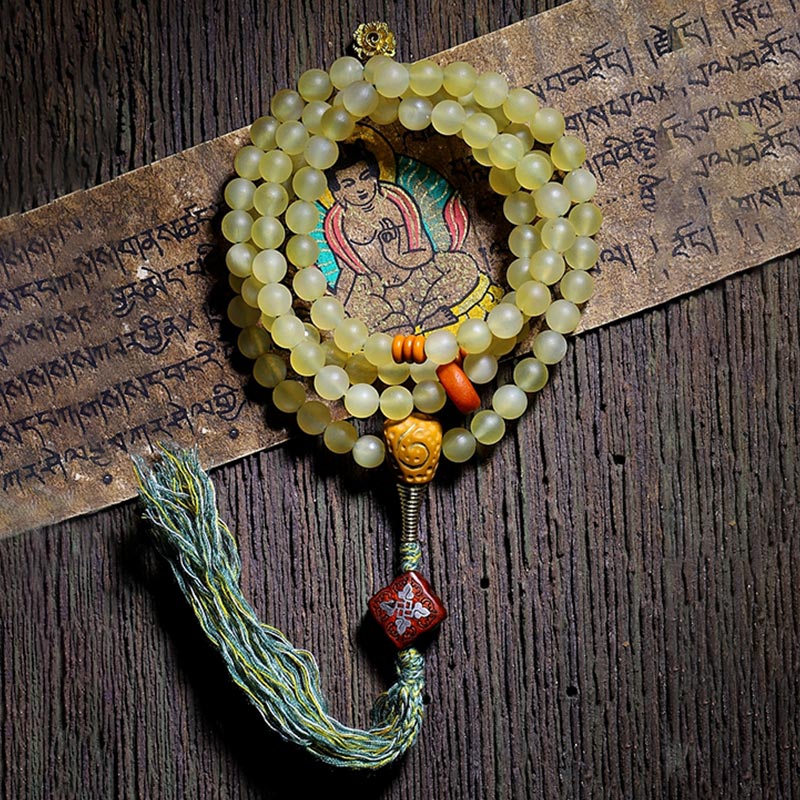 Wear FengShui 108 Mala Beads Tibet Sheep Horn Amber Luck Bracelet