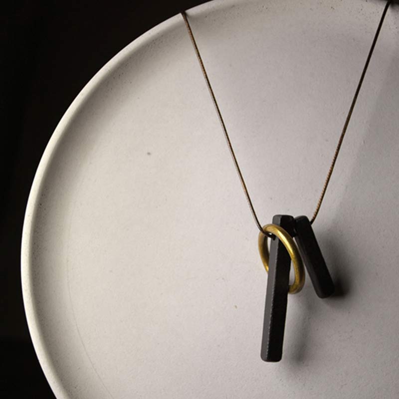 Wear FengShui Zen Circle Ebony Wood Enlightenment Necklace Pendant