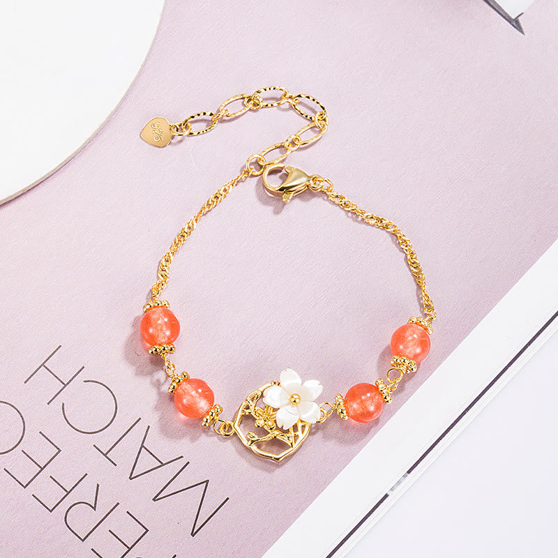 Wear FengShui Red Agate Tridacna Stone Flower Confidence Bracelet