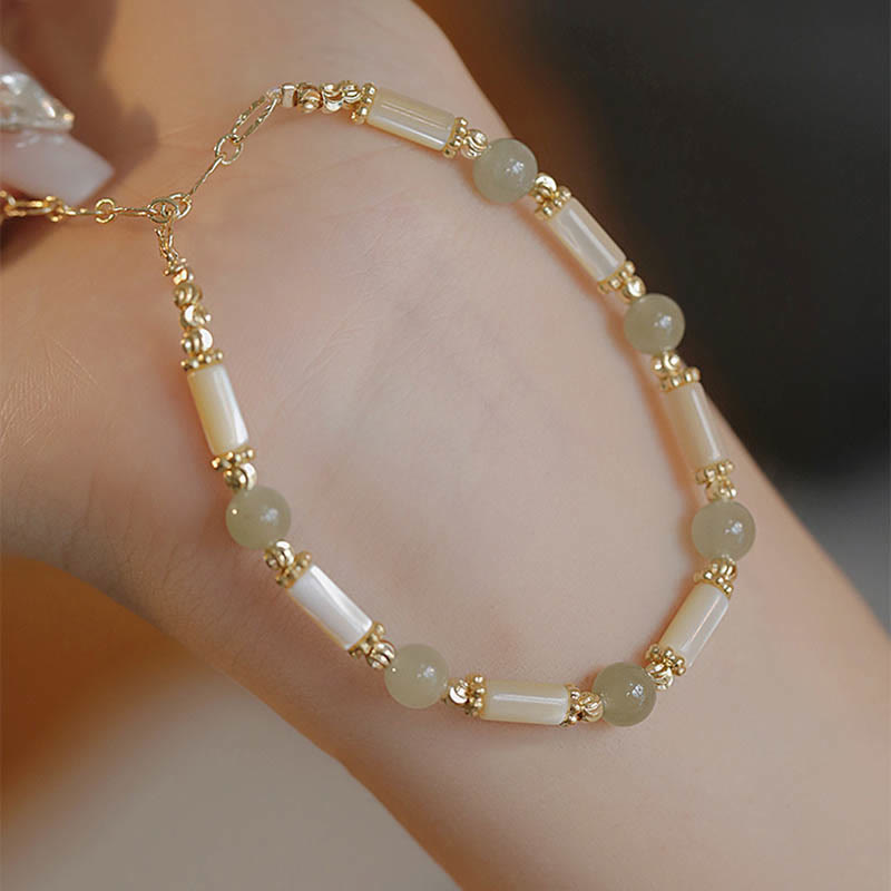 Wear FengShui Tridacna Stone Red Agate Hetian Jade Blessing Bracelet