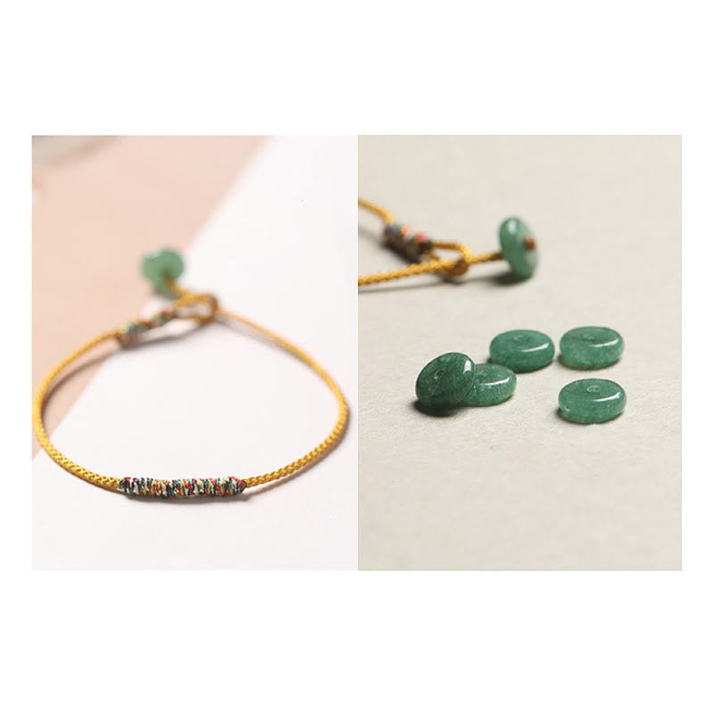 Wear FengShui Tibetan Handmade Green Aventurine Luck Protection Braided Rope Bracelet
