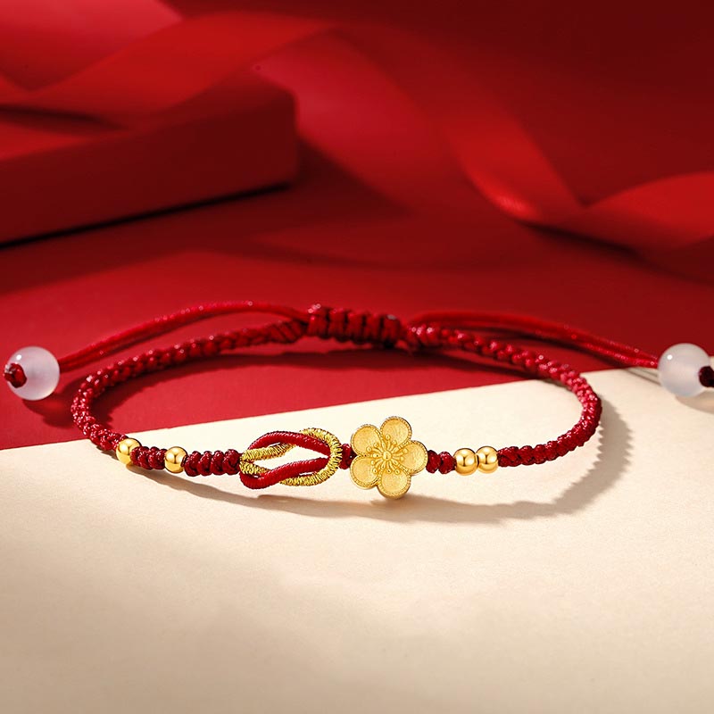 Wear FengShui Handmade 925 Sterling Silver Cherry Blossoms Sakura Chalcedony Luck Bracelet