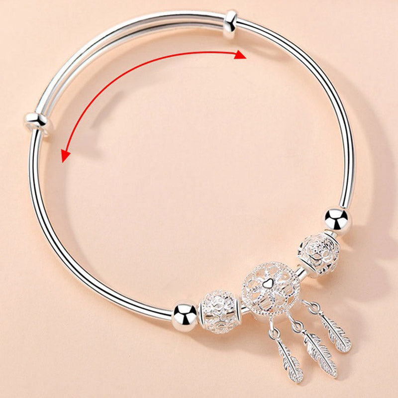 Wear FengShui Tibetan White Copper Blessing Dream Catcher Charm Bracelet