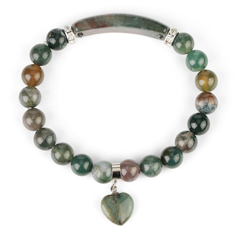 Wear FengShui Natural Quartz Love Heart Healing Beads Bracelet